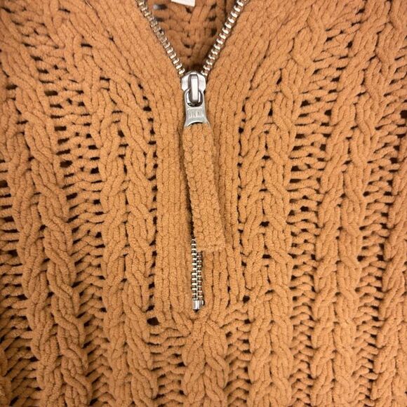 Aerie Carmel Knit Plush Quarter Zip Oversized Collared Pullover Sweater Size XS - Picture 5 of 13
